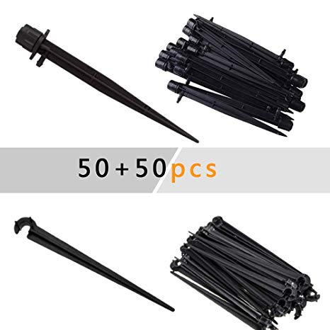 QMOEH Drip Emitters   Support Stakes (50   50pcs) Perfect for 4mm / 7mm Tube, Adjustable 360 Degree Water Flow Drip Irrigation System for Flower Beds, Vegetable Gardens, Herbs Gardens.
