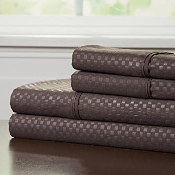 Lavish Home Embossed Sheet Set, Chocolate, King