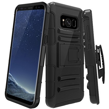 Galaxy S8 Active Case, Shock Absorbing Hard Cover Ultra Protective Heavy Duty Case with Holster Belt Clip   Built-in Kickstand for Samsung S8 Active AT&T