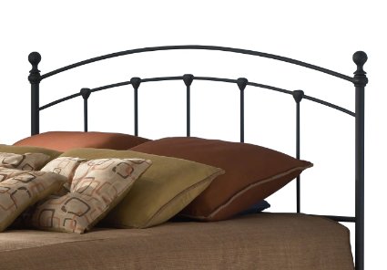 Fashion Bed Group B42445 Sanford Metal Headboard with Castings and Round Finial Posts Matte Black Finish Queen