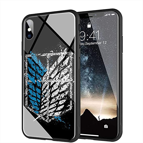 iPhone XR Case, Tempered Glass Back Cover Soft Silicone Bumper Compatible with iPhone XR AMA-5 Attack On Titan Levi