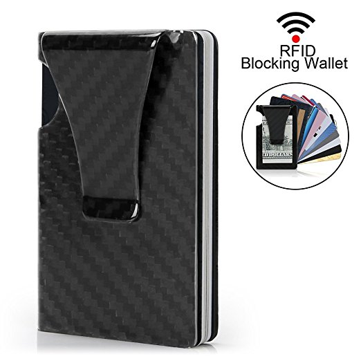 Money Clip, Slim Wallet- EGRD Minimalist Wallet, Carbon Fiber Front Pocket Wallet, Business Card Holder, RFID Blocking Credit Card Holder For Men