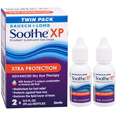 Bausch   Lomb Soothe XP Dry Eye Drops, Xtra Protection Lubricant Eye Drops with Restoryl Mineral Oils, , 0.5 Ounce Bottle Twinpack