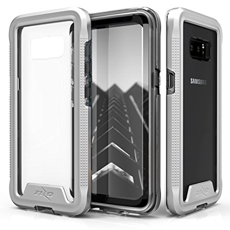 Samsung Galaxy Note 8 Case, Zizo [ION Series] with FREE [Curved Full Glass Screen Protector] Transparent Clear [Military Grade Drop Tested] Note 8 Silver/Clear