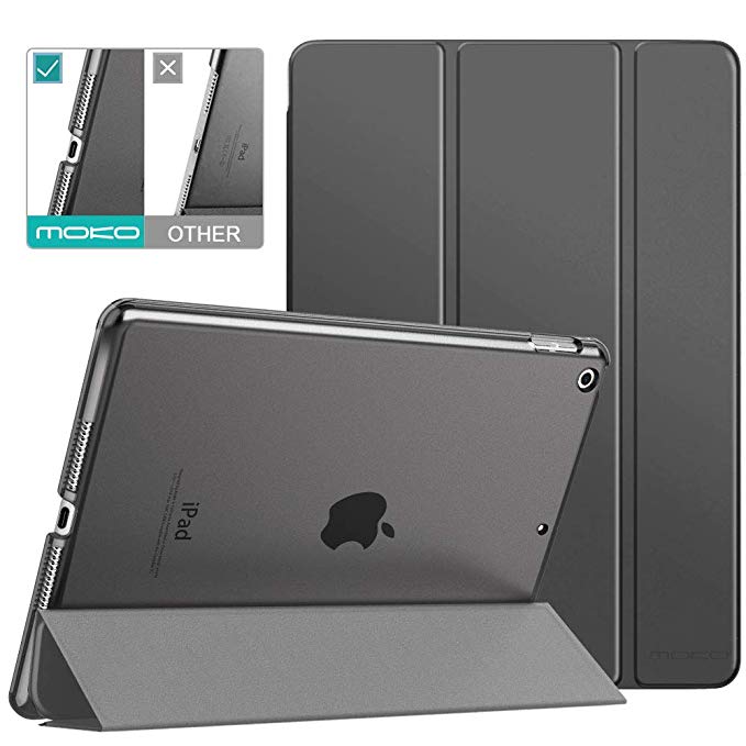 MoKo Case Fit New iPad 7th Generation/iPad 10.2 2019 Case - Slim Lightweight Smart Shell Stand Cover with Translucent Frosted Back Protector for iPad 10.2" 2019, Space Gray(Auto Wake/Sleep)