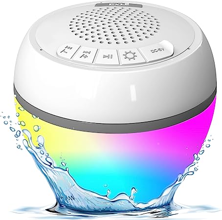 Pyle Floating Pool Speaker with Lights, IP68 Waterproof Portable Bluetooth Speakers, Stereo Surround Sound Outdoor Wireless Speaker for Pool Beach Shower Hot Tub Travel, 50 ft Range, USB Rechargeable