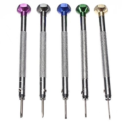 Foxnovo 5pcs Different Sizes Precision Flat Blade Slotted Screw Driver Screwdrivers Watchmaker Repair Tools 0.8-1.6mm