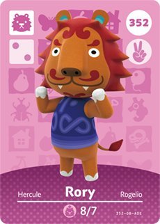 Rory - Nintendo Animal Crossing Happy Home Designer Series 4 Amiibo Card - 352