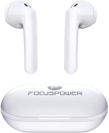 FOCUSPOWER F15 True Wireless Earbuds Bluetooth 5.0 Headphones,30Hrs Playtime with Charging Case, USB C, IPX5 Waterproof, TWS Stereo Earphones with Built-in Microphone for Sports and Work