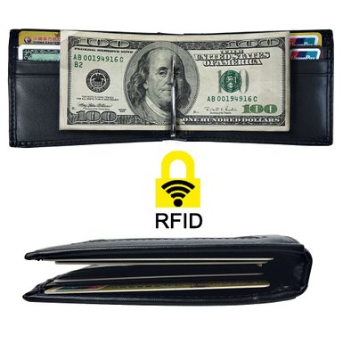 Mens Slim Bifold Leather Front Pocket Wallet RFID Money Clip USD Version
