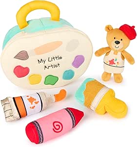 GUND Baby My Little Artist 5-Piece Plush Playset with Rattle, Squeaker and Crinkle Plush Toys, Sensory Toy for Babies and Newborns, 7.5”