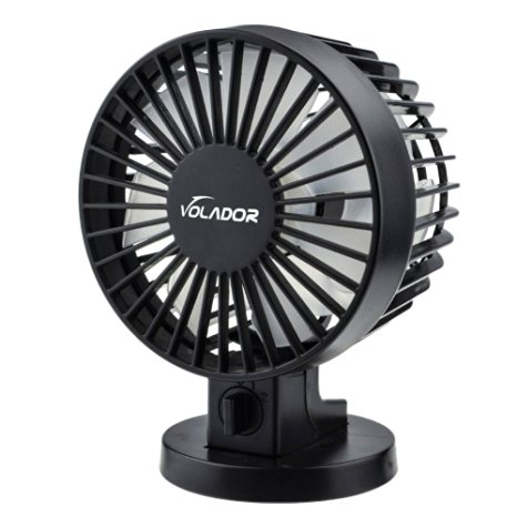 Volador USB Desktop Fan, Double Blades Portable Mini Fan Quiet Table Fan, Personal Fan PC/Laptop Cooling Fan Adjustable Angle(Black)