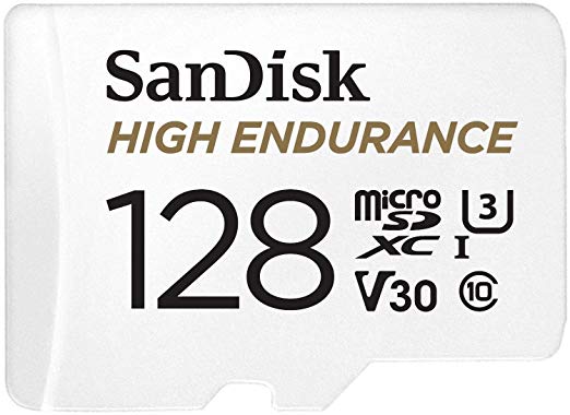 SanDisk 128GB High Endurance Video microSDXC Card with Adapter for Dash cam and Home Monitoring Systems - C10, U3, V30, 4K UHD, Micro SD Card - SDSQQNR-128G-GN6IA