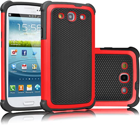 Galaxy S3 Case, Tekcoo(TM) [Tmajor Series] [Red/Black] Shock Absorbing Hybrid Rubber Plastic Impact Defender Rugged Slim Hard Case Cover Shell for Samsung Galaxy S3 S III I9300 GS3 All Carriers