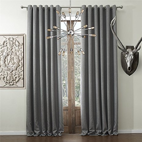 IYUEGO Solid Faux Linen Classic Room Darkening Grommet Top Curtain Draperies With Multi Size Custom 100" W x 63" L (One Panel)