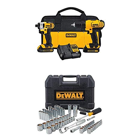 DEWALT DCK240C2 20v Lithium Drill Driver/Impact Combo Kit (1.3Ah) WITH 84pc Mechanics Tool Set