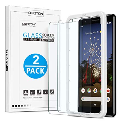 OMOTON [2 Pack] Screen Protector for Google Pixel 3a XL - [Updated Version] Tempered Glass Screen Protector for Pixel 3a XL 6.0 Inch 2019 Released [Guide Frame] [Case Friendly], Not Full Coverage