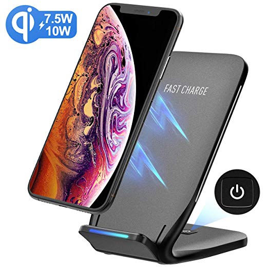 Wireless Charger Stand Qi Certified, 7.5W Fast Charging Stand Compatible with iPhone X XS Max XR 8 8 Plus, 10W Fast Charge for Samsung Galaxy S9 S9  S8 S8  S7 Edge Note 8 9 (No AC Adapter, Upgraded)