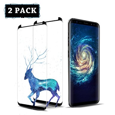 Pasnity Screen Protector for Galaxy S8, 2-Pack Tempered Glass [Case Friendly] 3D Curved Edge Ultra Clear 9H Hardness, [HD] [No Bubbles] [Scratch] [Anti-Glare] [Anti Fingerprint] (S8, 2-Pack)