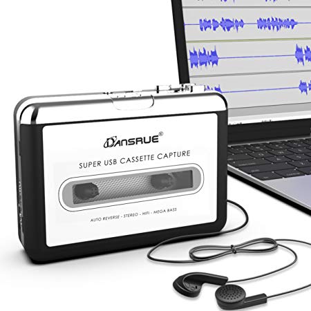 USB Cassette Player, 2018 Latest Cassette Tape To MP3 Converter Retro Walkman Audio Tape Capture To MP3 for Mac PC Laptop with Headphones USB Cable and Software