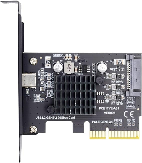 CY Card USB 3.2 Gen2 Type-C 20Gbps USB-C to PCI-E 4X Express Adapter for Desktop Motherboard