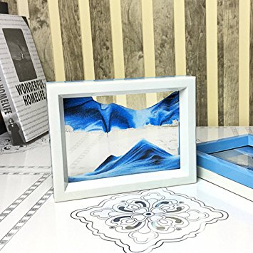 CooCu Moving Sand Art Picture,Desktop Art Toys,Voted Best Gift!(Ocean Heart) - Black,White,Blue