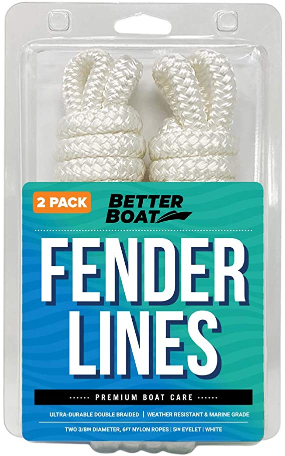 Boat Fender Lines for Boat Bumper Fender Hangers Marine Rope for Boats Jet Ski Double Braided Nylon 6 Feet