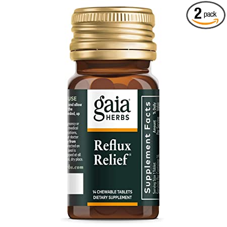 Gaia Herbs RapidRelief Reflux Relief Tablets, 15-Count Bottle (Pack of 2)