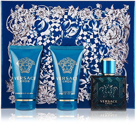 Versace EROS Gift Set for Men 1.7 oz EDT   1.7 oz Shower Gel   1.7 oz Aftershave Balm