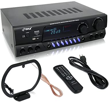 300 Watt Home Audio Power Amplifier - Stereo Receiver w/USB, AM FM Tuner,2 Microphone Input w/Echo for Karaoke,Great Addition to Your Home Entertainment Speaker System - Pyle PT560AU