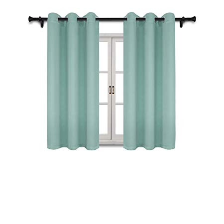 SUO AI TEXTILE Thermal Insulated Curtains Grommet Top Blackout Curtsin Window Drapes for Living Room Width 37 Inch Length 63 Inch Aqua 2 Panels