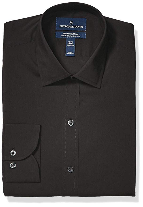 Amazon Brand - BUTTONED DOWN Men's Slim Fit Performance Tech Stretch Dress Shirt, Supima Cotton Easy Care