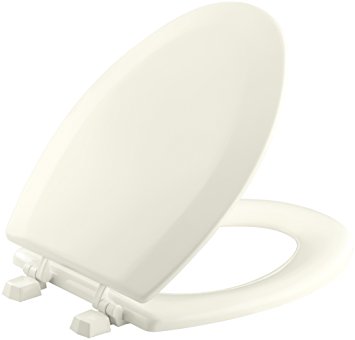 KOHLER K-4712-T-96 Triko Elongated Molded-Wood Toilet Seat with Color-Matched Hinges, Biscuit