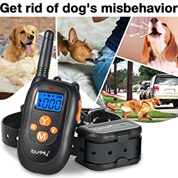 iBuddy Dog Training Collar with Remote for Small/Medium/Large Dogs,1000ft Range 100% Waterproof Rechargeable Shock Collar of Dogs with Beep,Vibration and Shock Modes Electric Dog Shock Collar