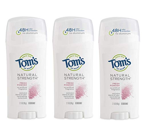 Tom's of Maine Natural Strength Deodorant, Natural Deodorant, 48-Hour Odor Protection, Fresh Powder, 3 Pack