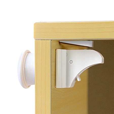 Child Safety Magnetic Cupboard Locks - No Tools Or Screws Needed - Easy Install for Cabinet Drawers Home Safety, 10 Locks   2 Keys