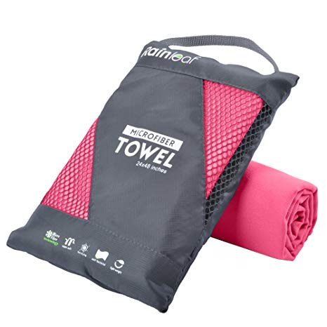 RainLeaf Microfiber Towel by Perfect Sports & Travel &Beach Towel. Fast Drying - Super Absorbent - Ultra Compact. Suitable for Camping, Gym, Beach, Swimming, Backpacking.