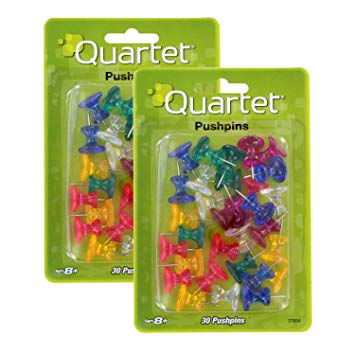 Quartet Push Pins, 1-Inch, Assorted Colors, 60 Pack (27954)