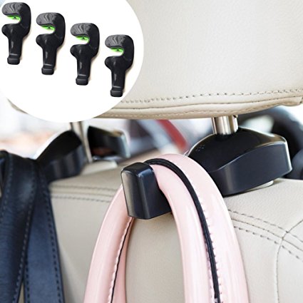 Pack of 4 Universal Car Vehicle Back Seat Headrest Hanger Holder Hook for Bag Purse Cloth Grocery