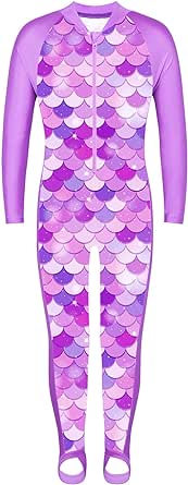 TFJH E 1PCS Girls Long Sleeve Swimsuit UPF 50  Rashguard Zipper