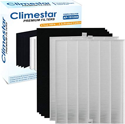 Climestar Premium True HEPA Pack of 2 HEPA Plus 4 Carbon Filter Replacement for Coway AP-1512HH Mighty Air Purifier Model 3304899