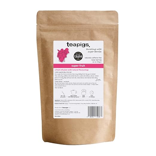 teapigs Super Fruit Herbal Loose Leaf Tea, 200g, Caffeine Free, Herbal Bursting with Berries, Slightly Tart Fruit Tea