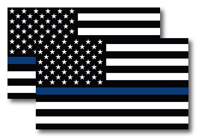 Thin Blue Line American Flag Magnet Decal 5 inch x 3 Inch 2 Pack - Heavy Duty for Car Truck SUV - in Support of Police and Law Enforcement Officers