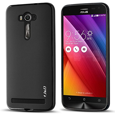 ASUS Zenfone 2 Laser Case, J&D [Drop Protection] Zenfone 2 Laser Case [Slim] Shock Resistant Protective Premium Jelly Case Slim Case for Zenfone 2 Laser ZE550KL/ZE551KL (5.5 inch) (Jelly Black)