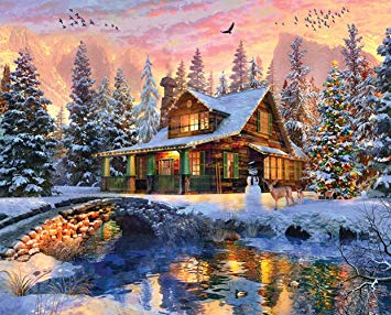 Springbok Puzzles - Rocky Mountain Christmas - 1000 Piece Jigsaw Puzzle - Large 30 Inches by 24 Inches Puzzle - Made in USA - Unique Cut Interlocking Pieces