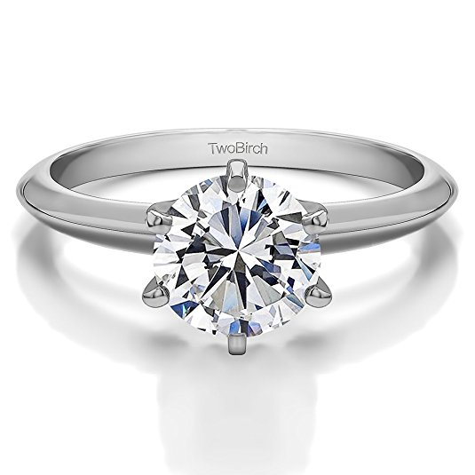 Round Classic Solitaire with 7.25 MM Brilliant Moissanite (1.5 CT Diamond Equivalent) in Sterling Silver
