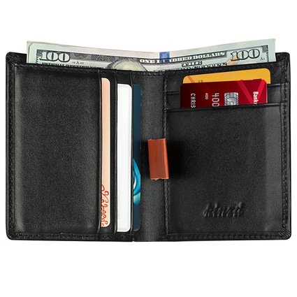 Kinzd Mens Genuine Leather Slim Bifold RFID Wallet Compact Credit Card Holder