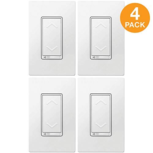 TOPGREENER Smart Wi-Fi Dimmer Switch, Neutral Wire Required, No Hub Required, Single Pole, Work with Alexa and Google Assistant, UL listed, TGWF500D 4 Pack