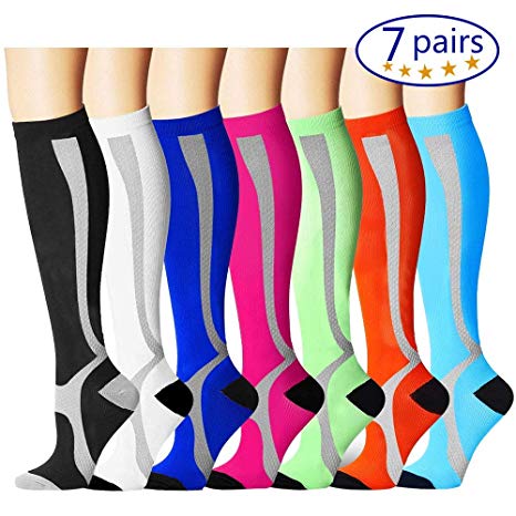 Bluemaple Compression Socks for Women & Men - Best for Running, Athletic Sports, Crossfit, Flight Travel -Maternity Pregnancy, Shin Splints - Below Knee High