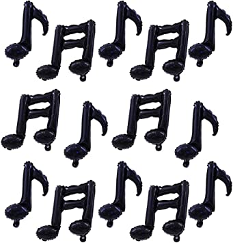 AnnoDeel 15pcs Music Note Foil Balloons, 16inch Black Music Note Mylar Balloons for Baby Shower Wedding Concert Band Bar Theme Party Decoration